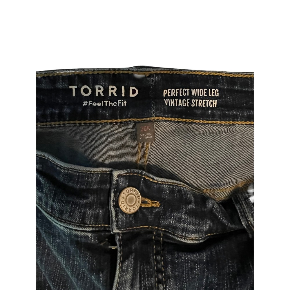 Torrid Perfect Wide Leg Vintage Stretch Distressed Jeans Dark Wash Plus Size 20R - Picture 3 of 6